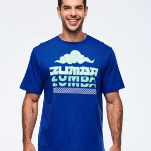 ZUMBA WEAR - EASTERN FLAVOR TEE - BLUE - NEW WITH TAGS